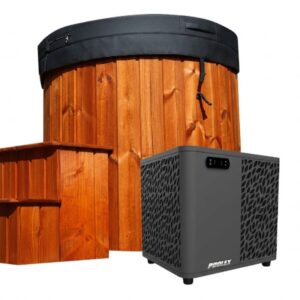 Solo Ice Bath with Integrated Chiller - Red Wood Cold Plunge Tub for Home Recovery