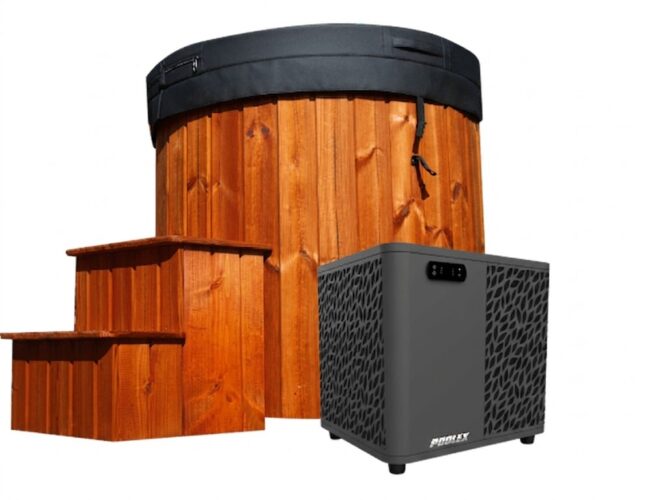 Solo Ice Bath with Integrated Chiller - Red Wood Cold Plunge Tub for Home Recovery