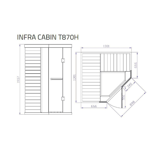Tylö Infra Cabin T870H 3–4 Person Corner Infrared Sauna - Image 5